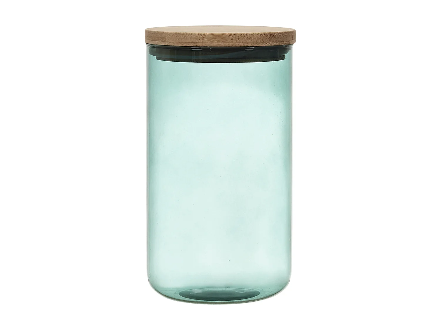 Bocal Verre Colore Couvercle Bambou 1l Bleu, Transparent, Orange, Marron