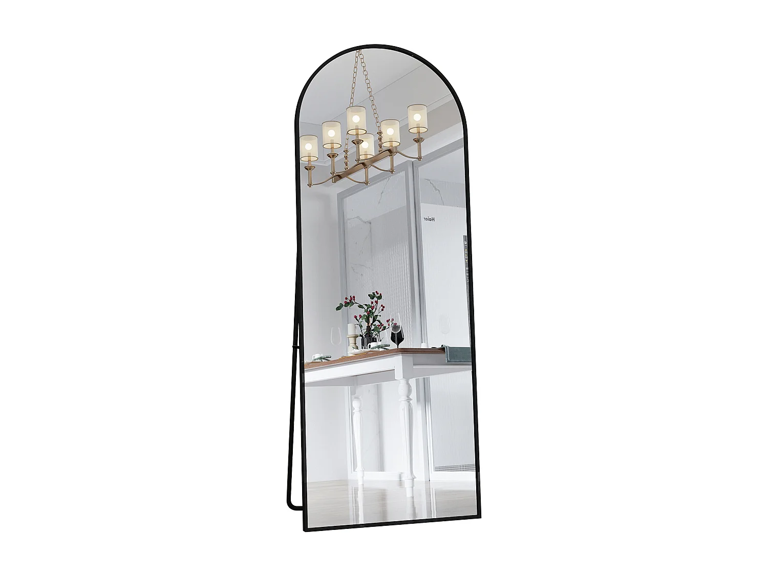 Miroir pleine longueur 162 x 53 cm, miroir sur pied , grand miroir mural, miroir de dressing sur pied pour chambre, salon, noir