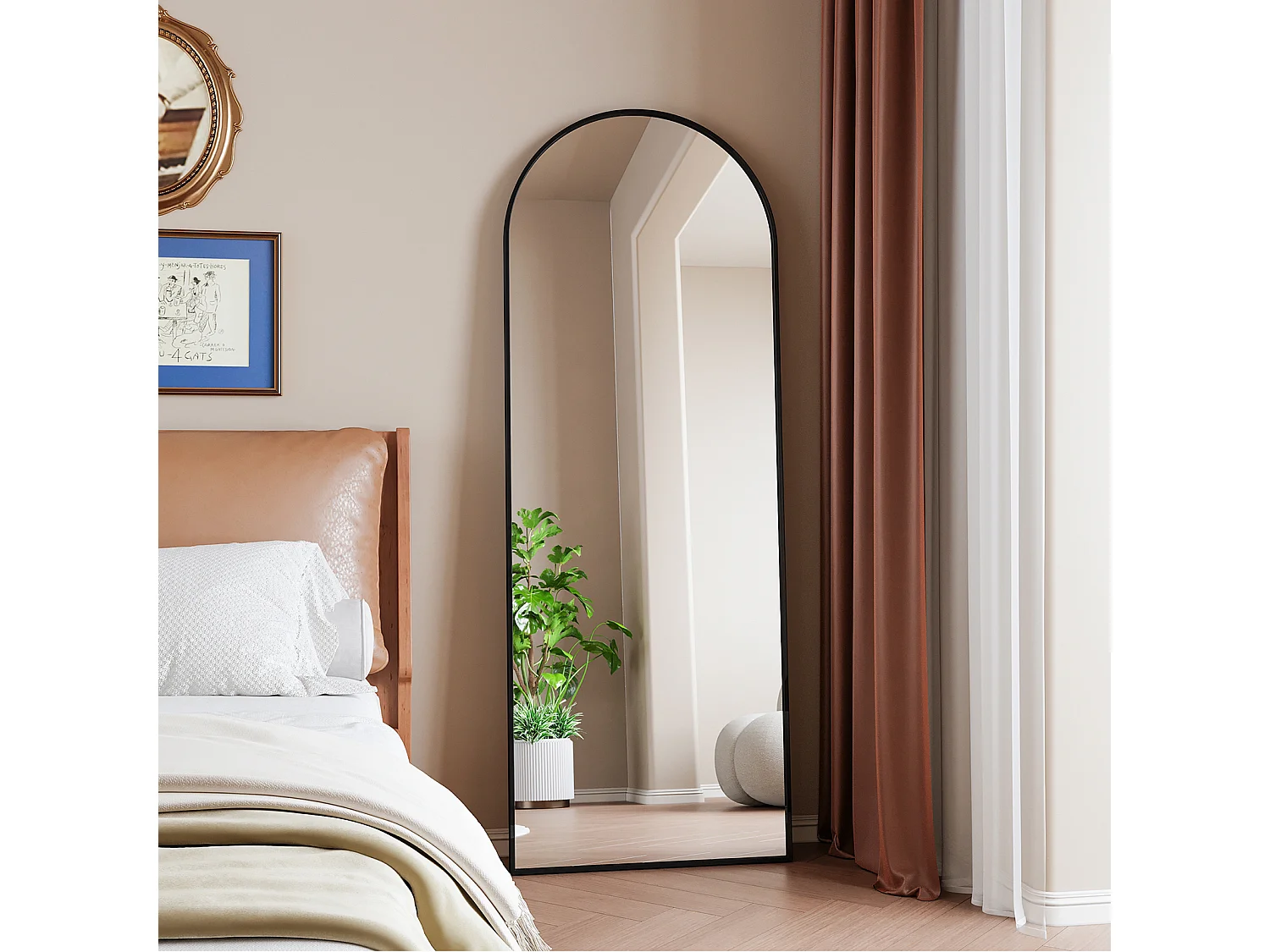 Miroir pleine longueur 162 x 53 cm, miroir sur pied , grand miroir mural, miroir de dressing sur pied pour chambre, salon, noir