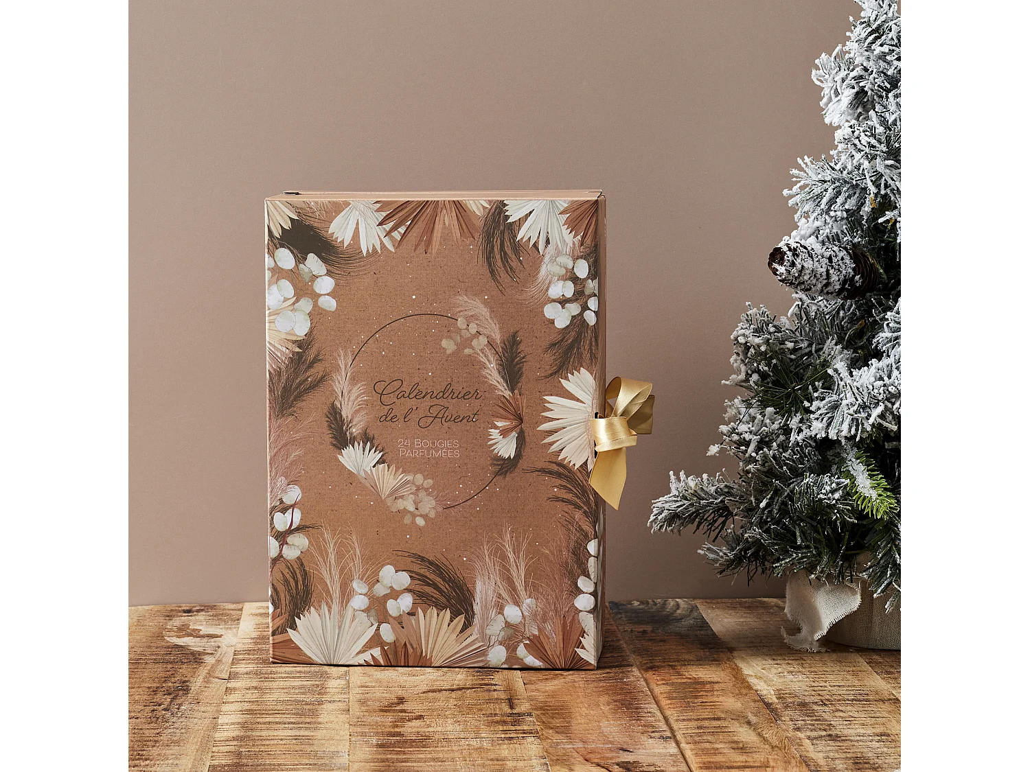 Calendrier De L'avent 24 Bougies Parfumees Blanc, Marron