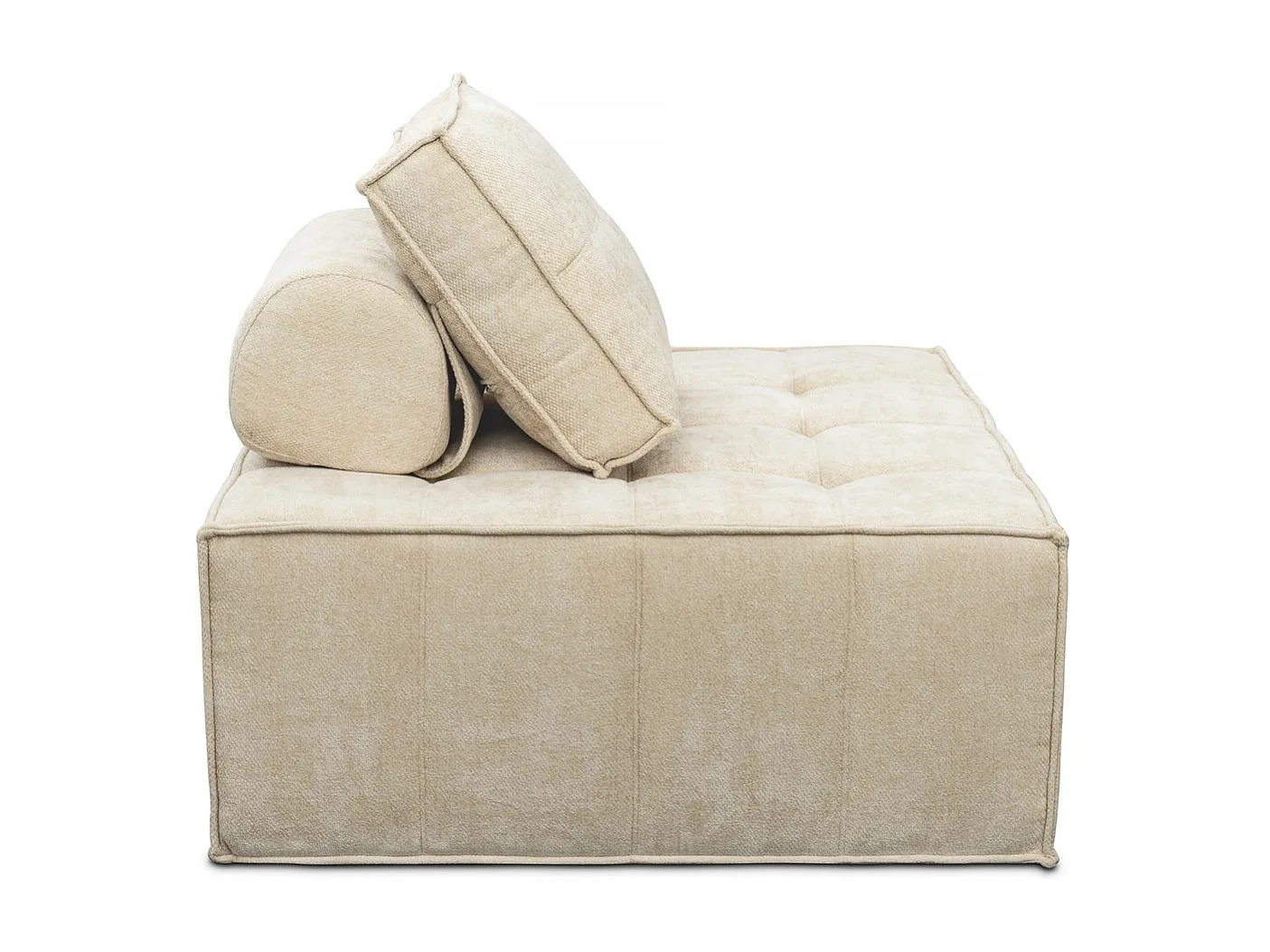 Lot de 2 chauffeuses pour canapé modulables en tissu texturé "Velluto" - Beige