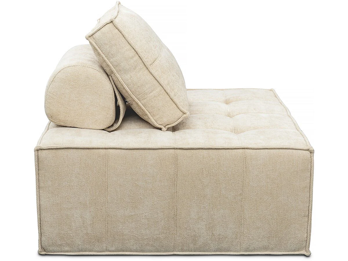 Lot de 2 chauffeuses pour canapé modulables en tissu texturé "Velluto" - Beige