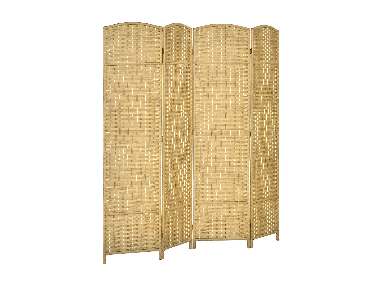 Paravent intérieur en bois 4 panneaux 180 x 180 cm séparateur de pièce pliable bois naturel