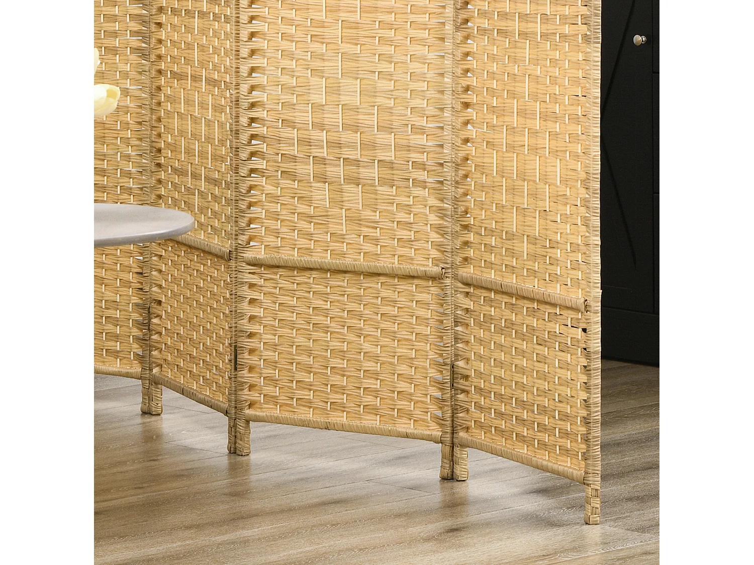 Paravent intérieur en bois 4 panneaux 180 x 180 cm séparateur de pièce pliable bois naturel