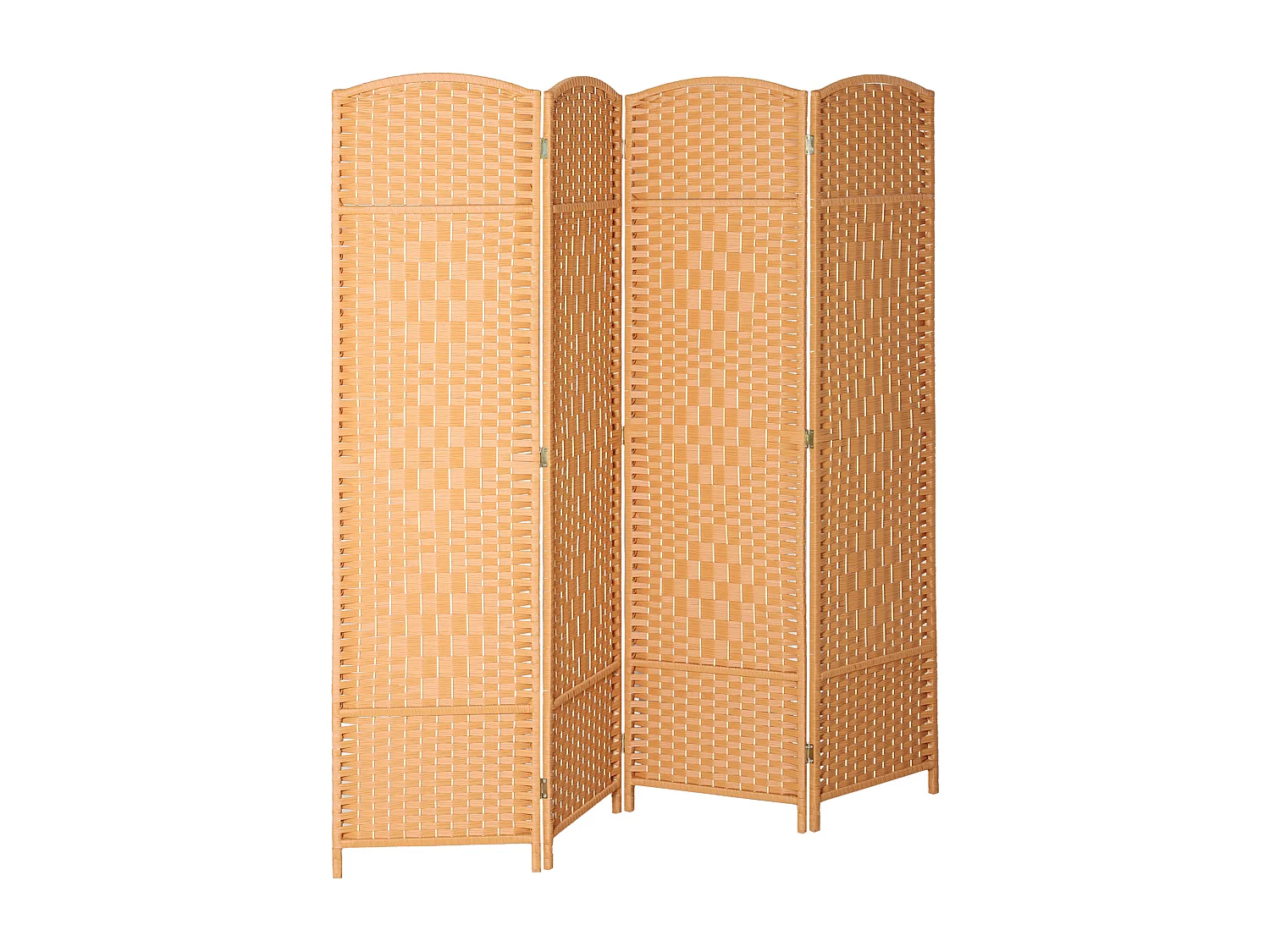 Paravent intérieur en bois 4 panneaux 180 x 180 cm séparateur de pièce pliable bois orangé