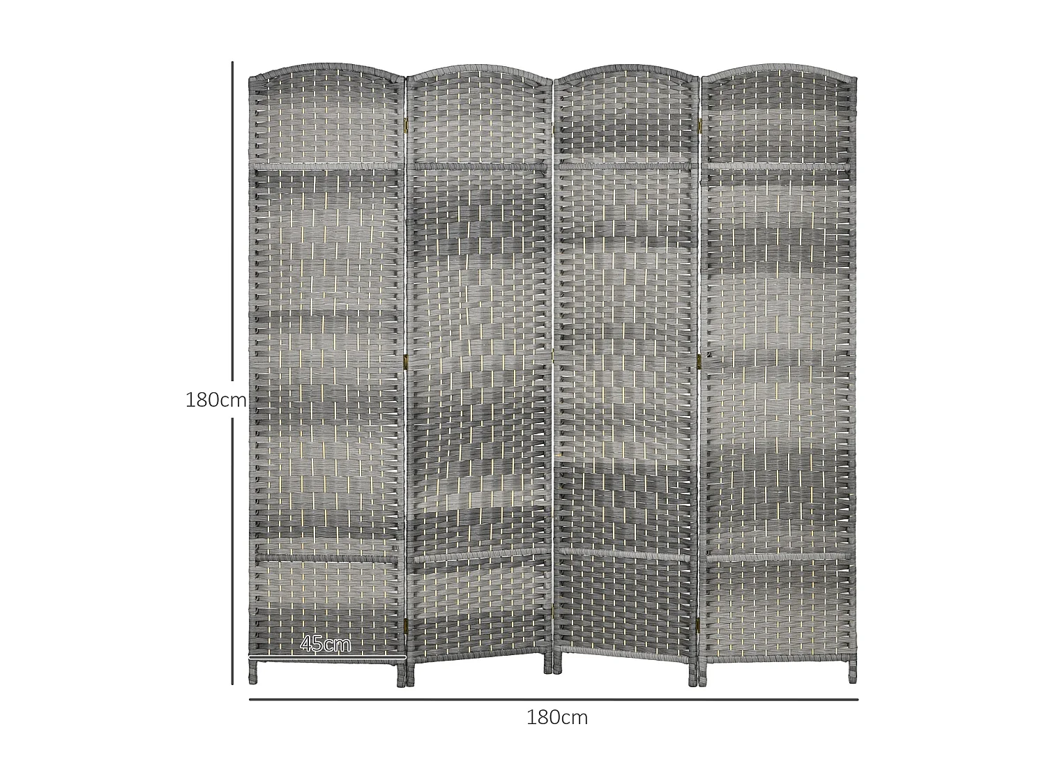 Paravent intérieur en bois 4 panneaux 180 x 180 cm séparateur de pièce pliable bois gris