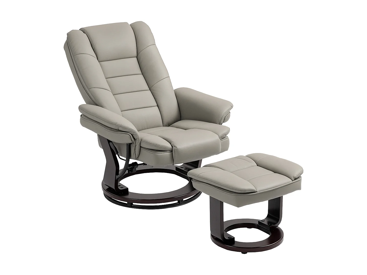 Fauteuil de relaxation inclinable pivotant avec repose-pied PU grège