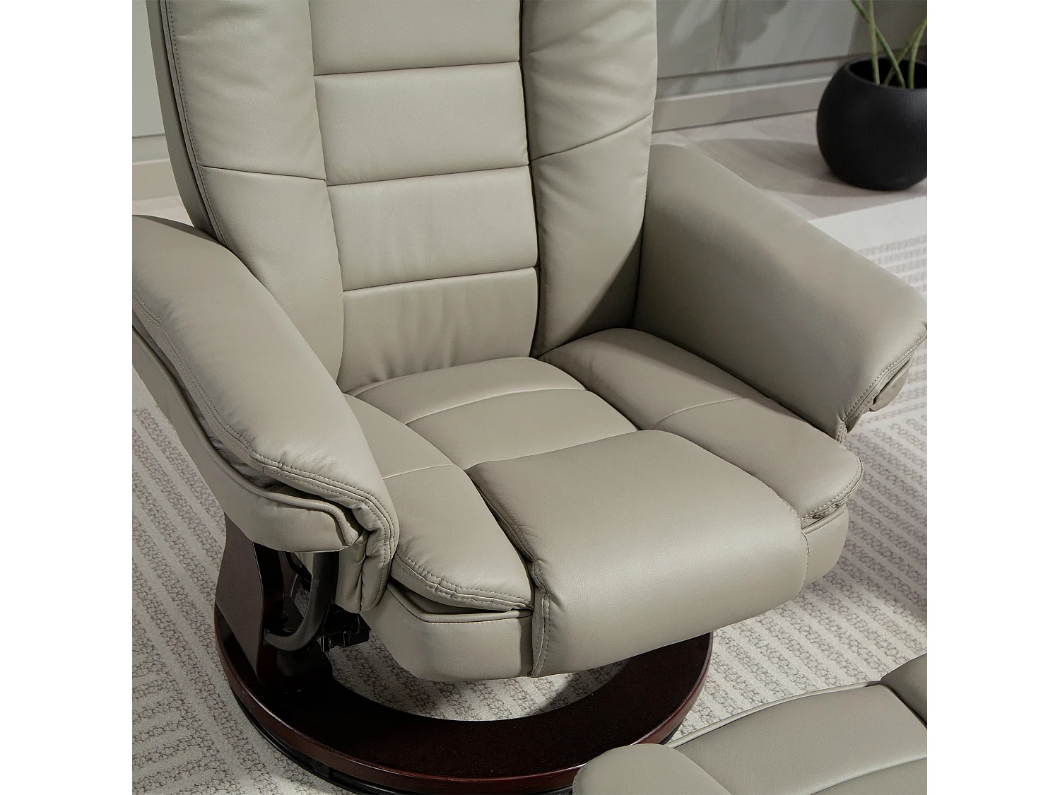 Fauteuil de relaxation inclinable pivotant avec repose-pied PU grège