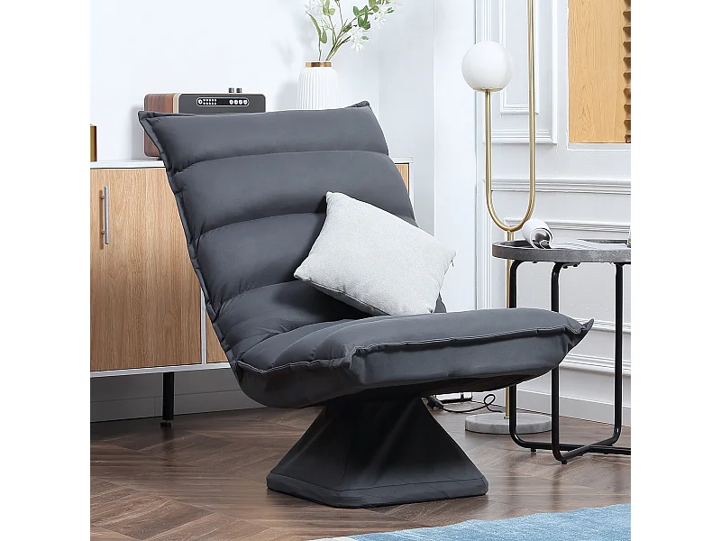 Fauteuil relax pivotant inclinaison réglable 5 niveaux tissu velours microfibre anthracite