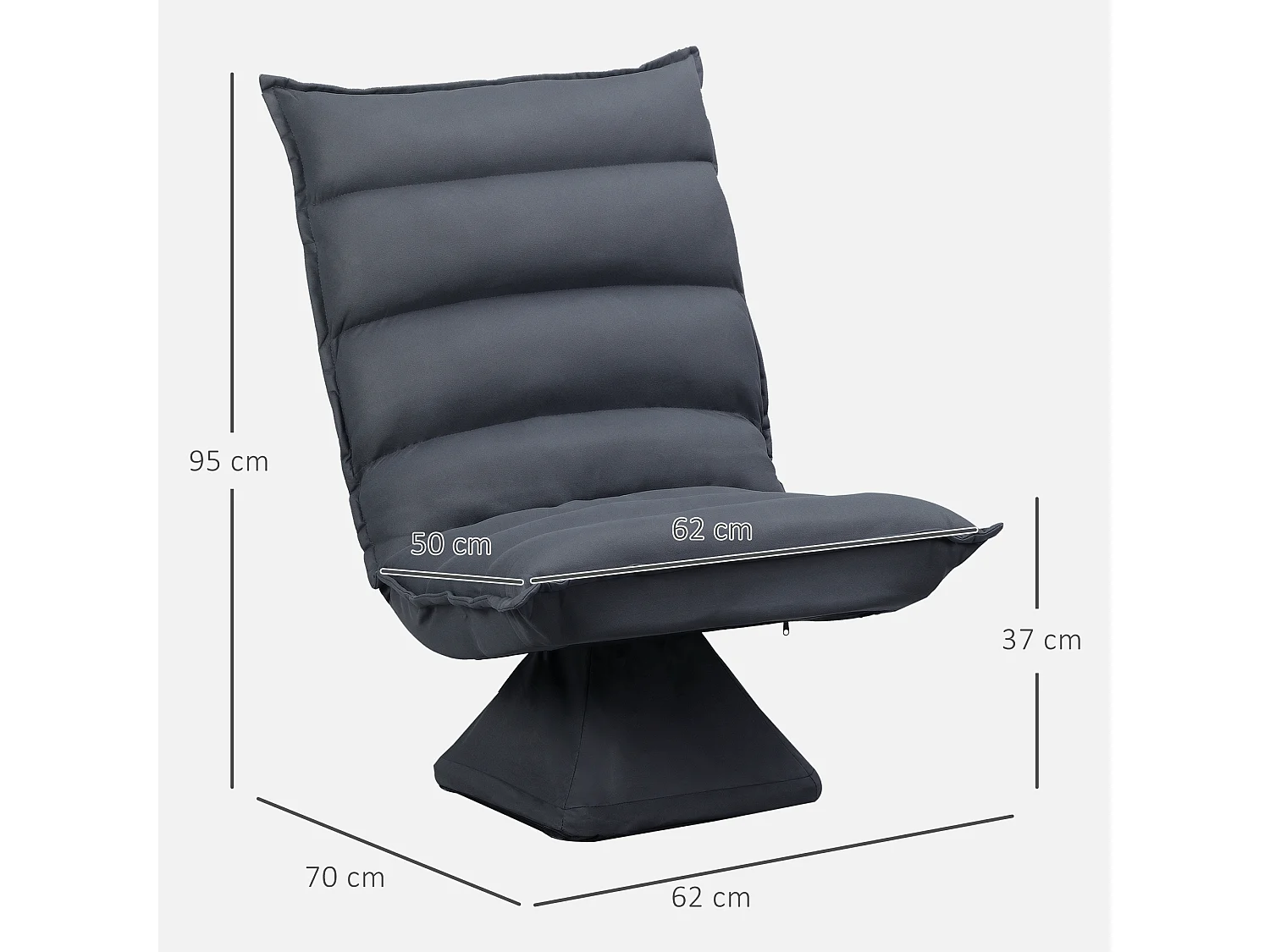 Fauteuil relax pivotant inclinaison réglable 5 niveaux tissu velours microfibre anthracite