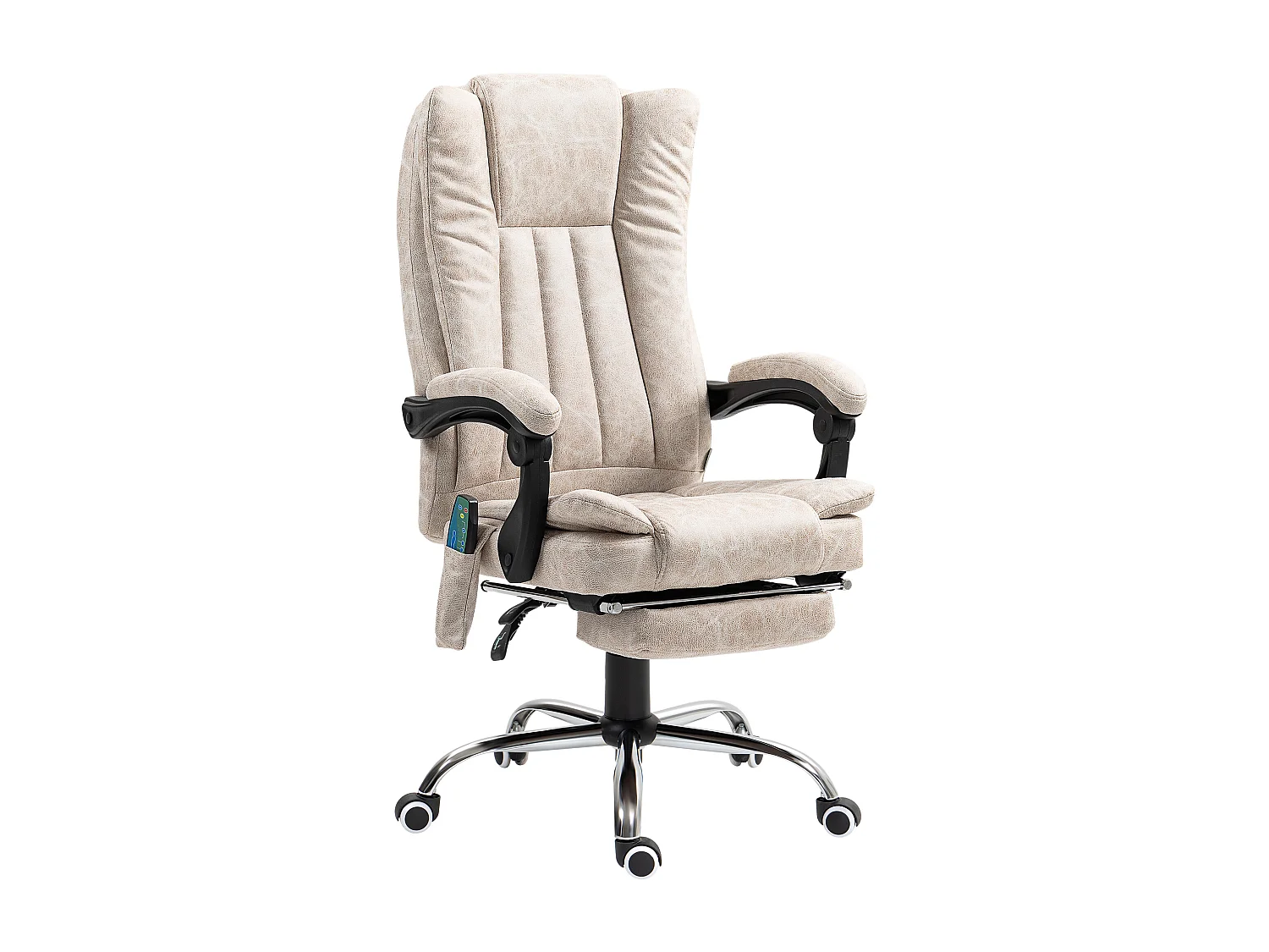 Fauteuil de bureau direction massant chauffant hauteur réglable dossier inclinable repose-pied revêtement synthétique sable