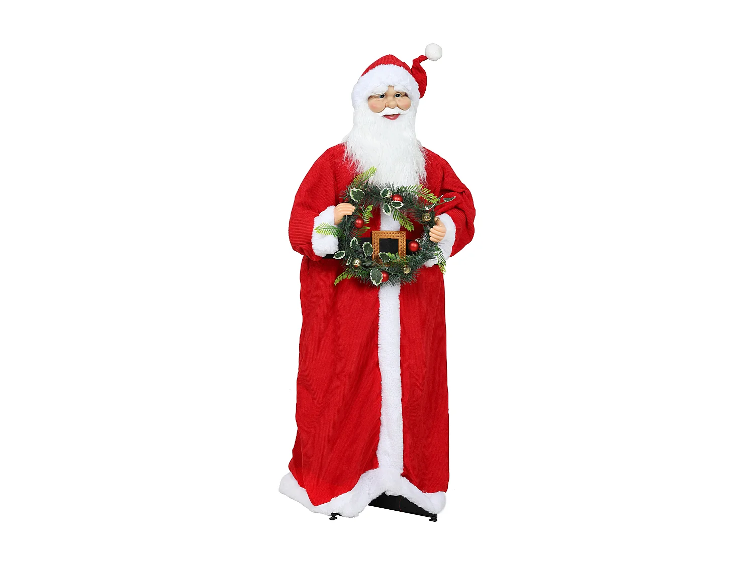 Figurine de Père Noël, debout de Père Noël rouge traditionnelle 110 cm, commande vocale, musique festive, bras pliables, pour les décorations d'intérieur et de fête