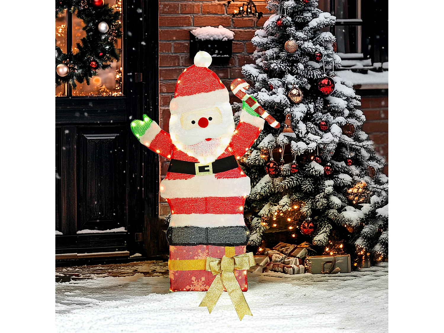 Père Noël lumineux H.93cm - 97 LEDs blanc chaud - décoration de Noël extérieure norme IP44