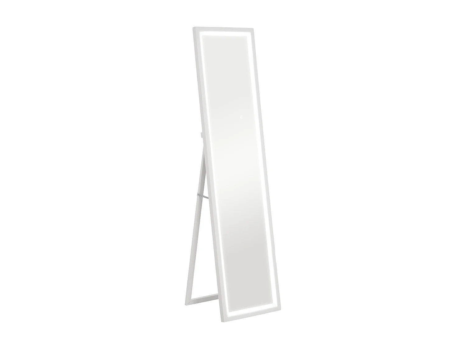 Grand miroir LED pleine longueur 40 x 160 cm autoportant ou à fixer - 3 couleurs luminosité réglable - effet bois blanc