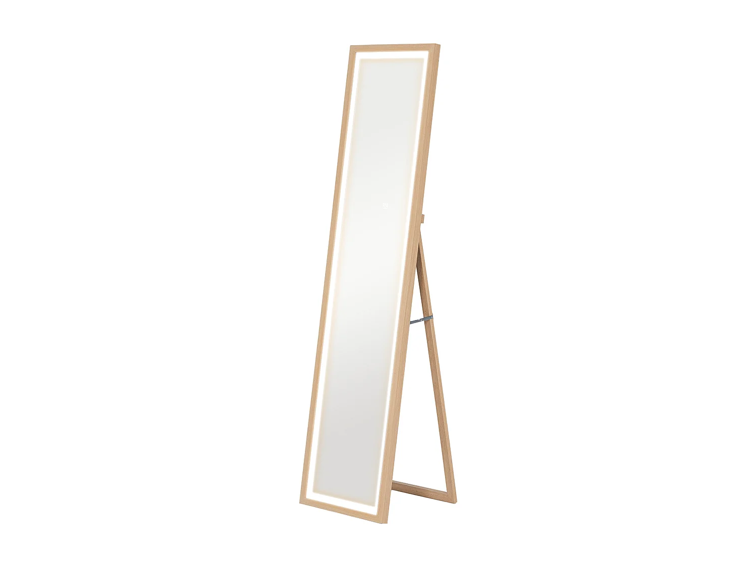 Grand miroir LED pleine longueur 40 x 160 cm autoportant ou à fixer - 3 couleurs luminosité réglable - effet bois