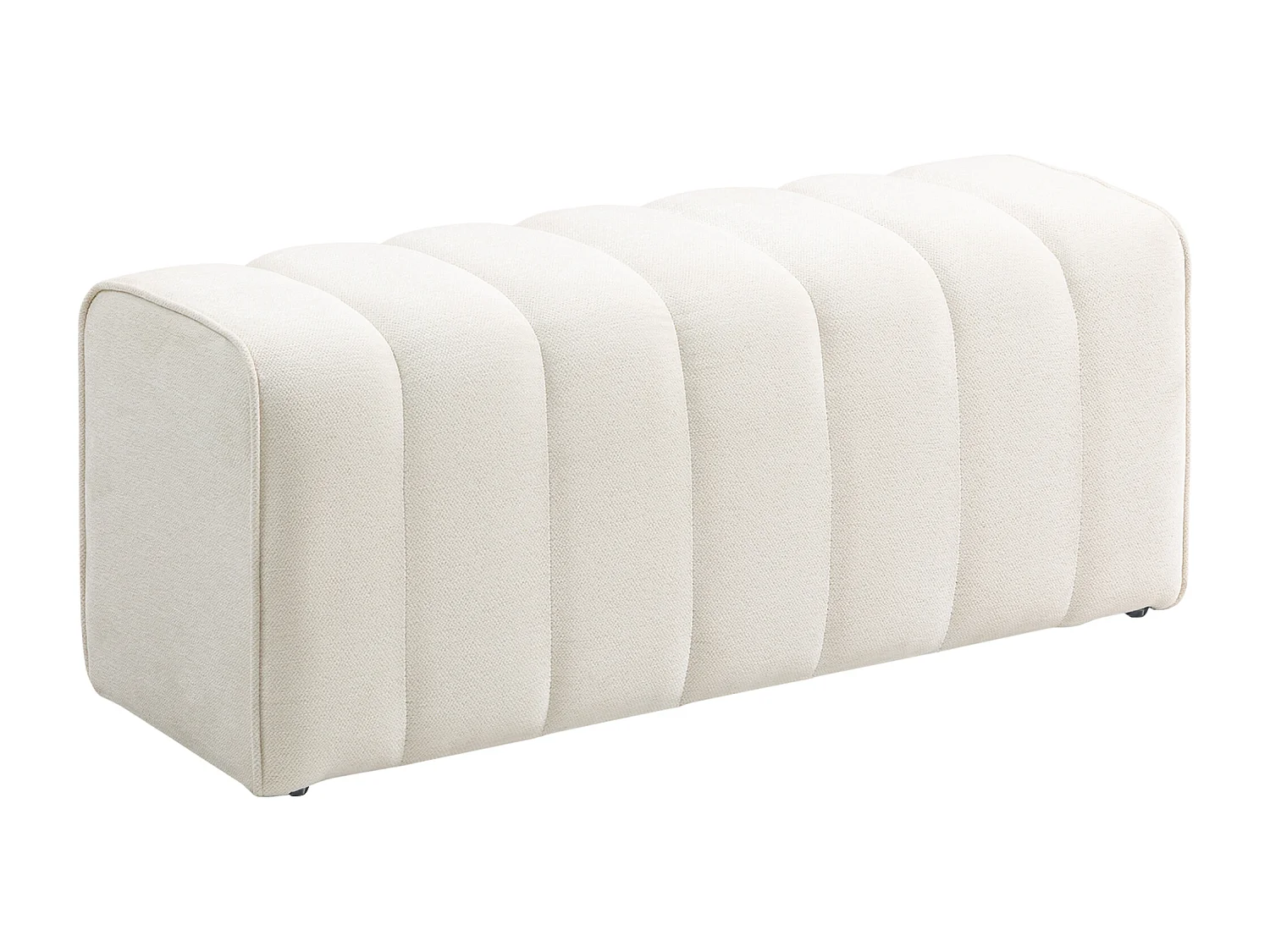 Bout de lit banquette design courbes arrondies matelassées dim. 110 x 40 x 44 cm toucher lin crème