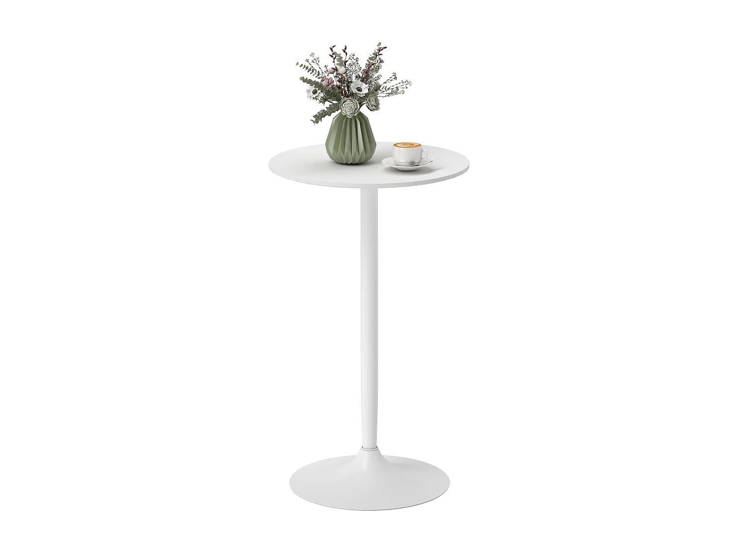 Table de bar ronde style contemporain dim. 60L x 60l x 102H cm blanc