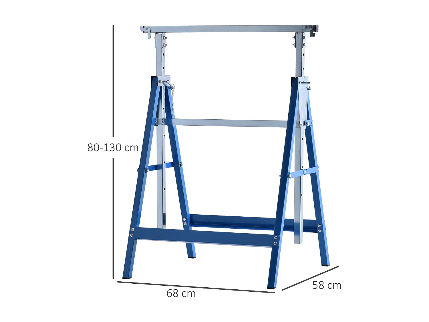 Lot de 2 tréteaux pliables télescopiques hauteur réglable 80-130 cm bleu