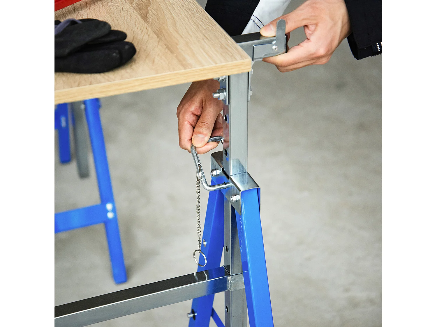 Lot de 2 tréteaux pliables télescopiques hauteur réglable 80-130 cm bleu