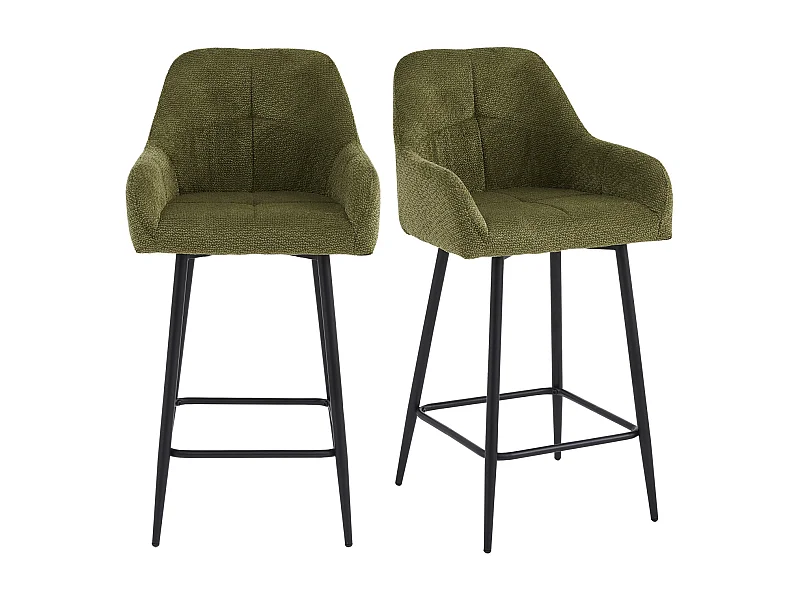 LEA-Fauteuil de bar en tissu Ikon Olive (x2)