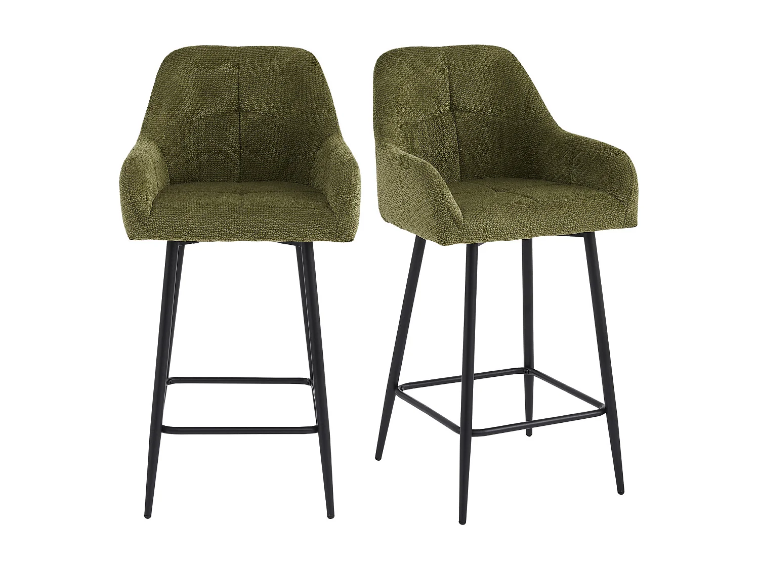 LEA-Fauteuil de bar en tissu Ikon Olive (x2)