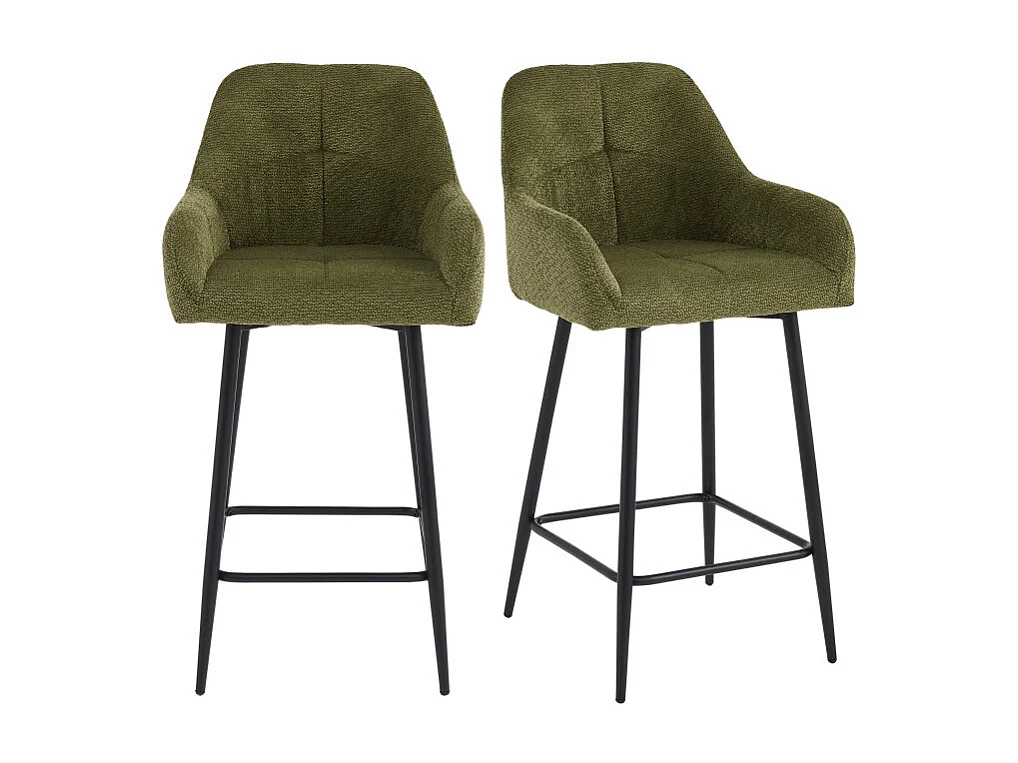 LEA-Fauteuil de bar en tissu Ikon Olive (x2)