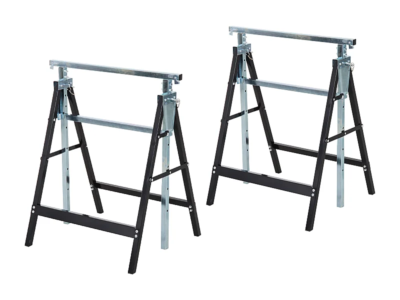 Lot de 2 tréteaux pliables télescopiques hauteur réglable 80-130 cm noir