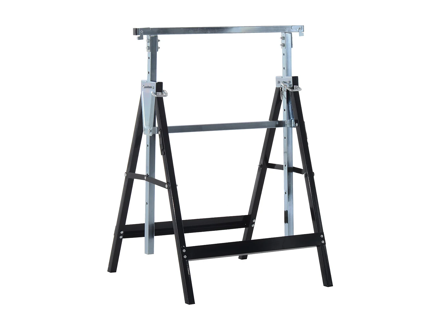 Lot de 2 tréteaux pliables télescopiques hauteur réglable 80-130 cm noir