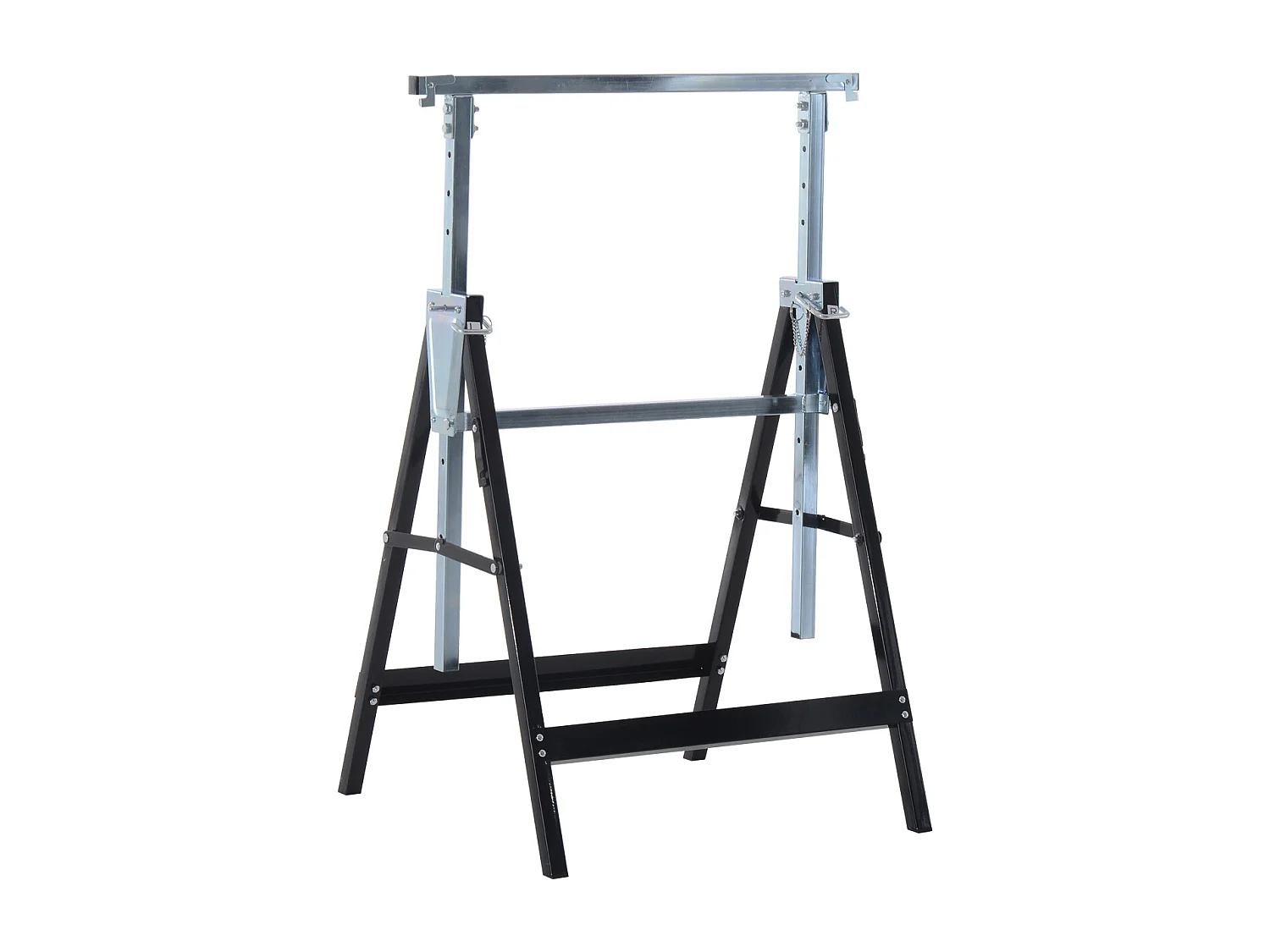 Lot de 2 tréteaux pliables télescopiques hauteur réglable 80-130 cm noir