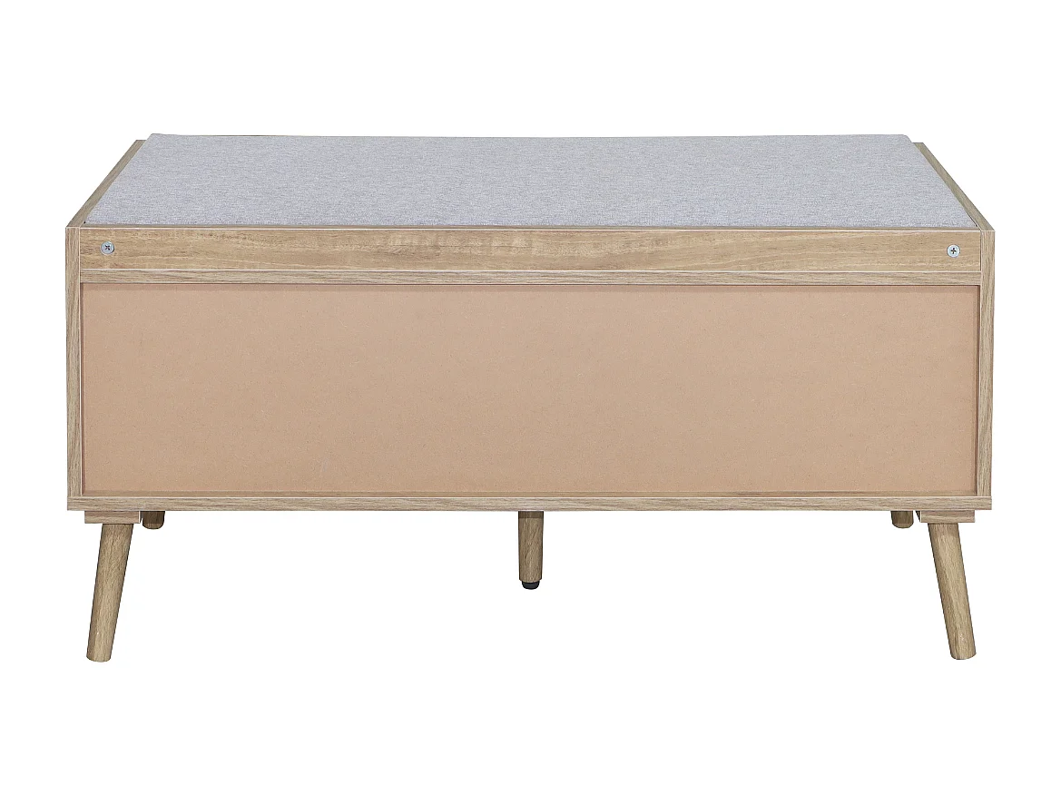 Banc à chaussures 1 porte avec façade en rotin L100 cm PALMO