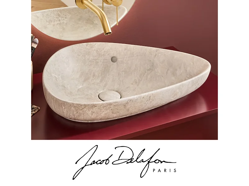 Vasque à poser asymétrique JACOB DELAFON Nouvelle Vague effet marbre douceur minérale