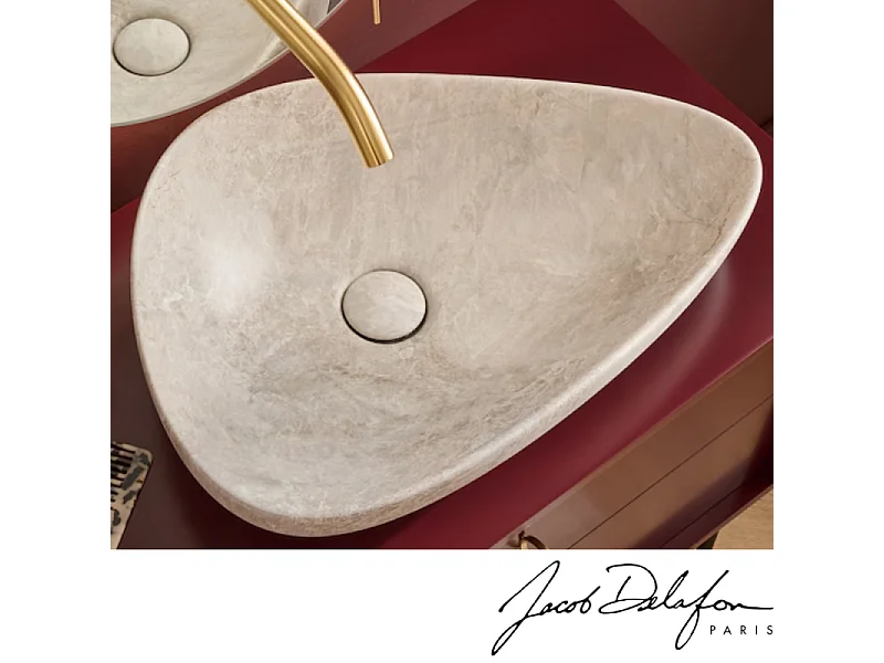 Vasque à poser asymétrique JACOB DELAFON Nouvelle Vague effet marbre douceur minérale