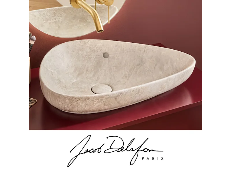 Vasque à poser asymétrique JACOB DELAFON Nouvelle Vague effet marbre douceur minérale