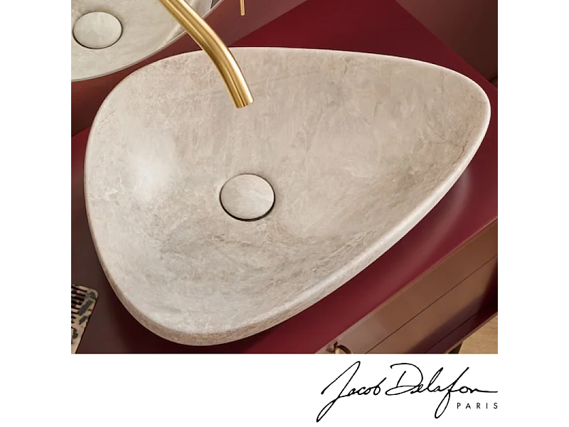 Vasque à poser asymétrique JACOB DELAFON Nouvelle Vague effet marbre douceur minérale
