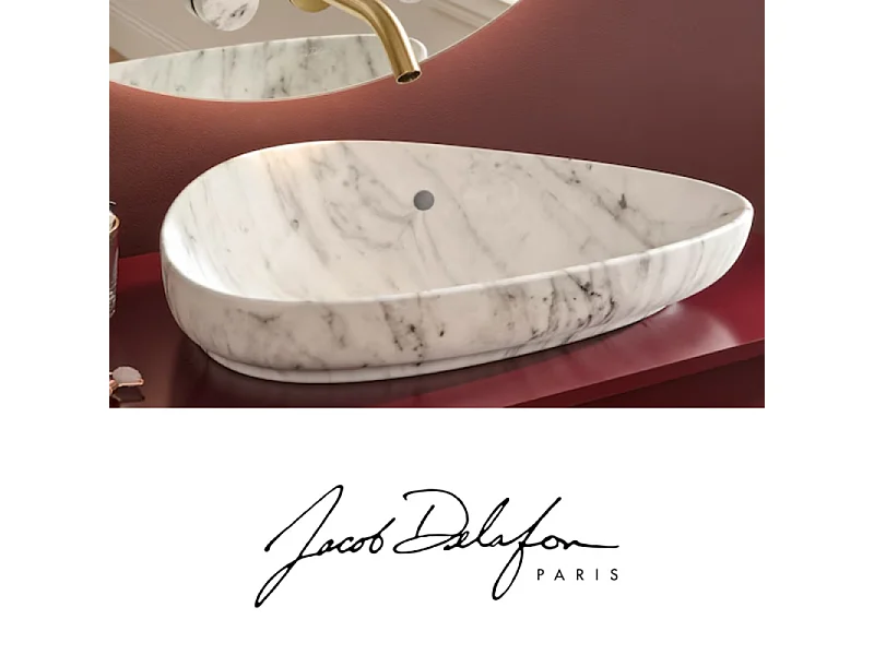 Vasque à poser asymétrique JACOB DELAFON Nouvelle Vague effet marbre marbre envoûtant