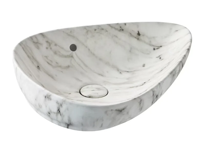Vasque à poser asymétrique JACOB DELAFON Nouvelle Vague effet marbre marbre envoûtant