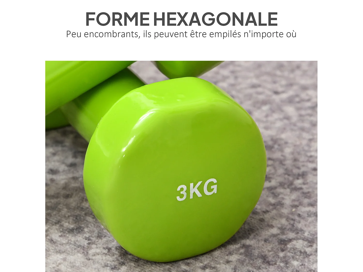 Ensemble d'haltères hexagonales total 20 Kg 8 pièces 1-4 Kg acier PU multicolore