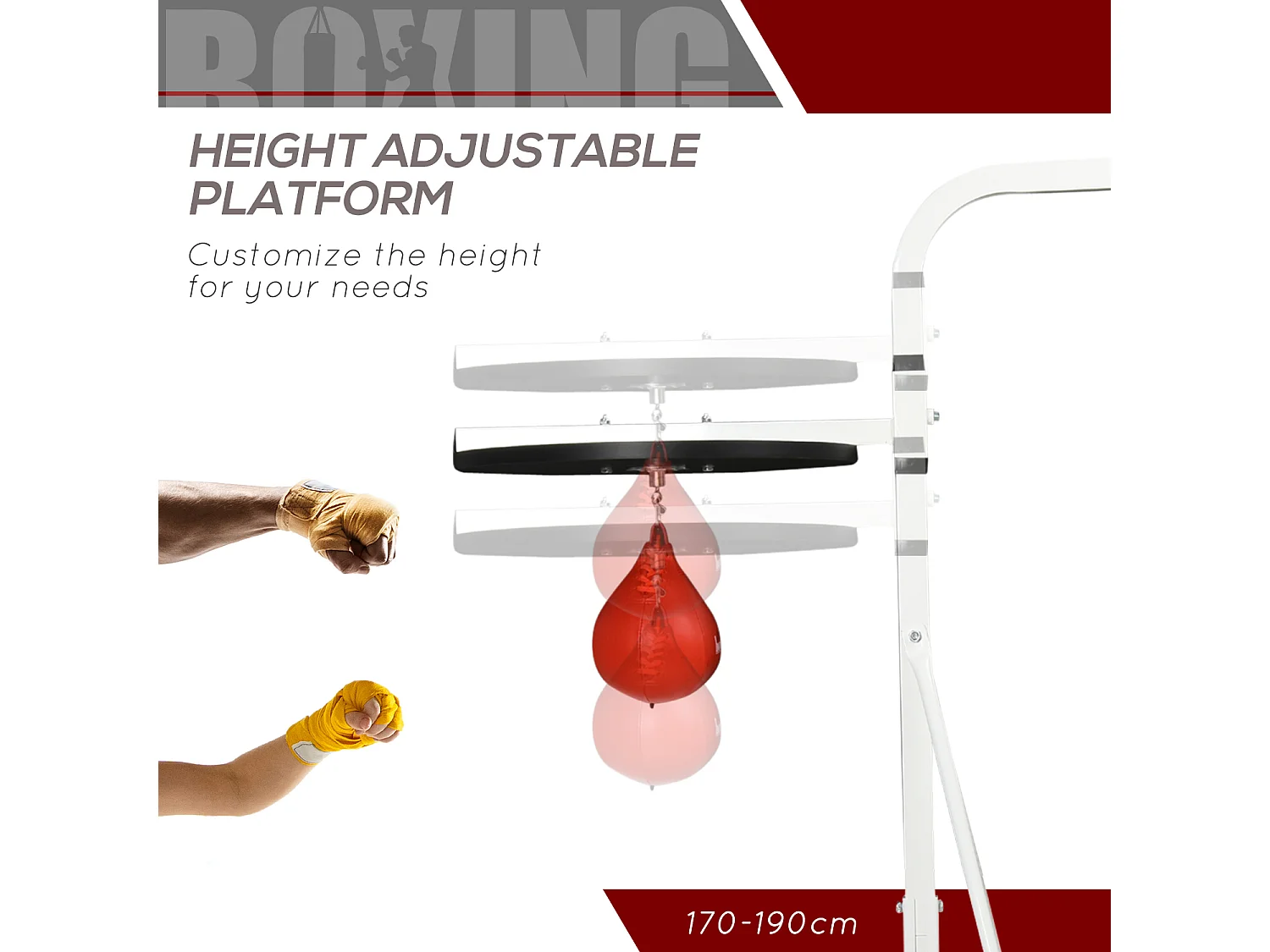 Support autoportant pour sac de frappe - support sac de boxe lestable - poire de vitesse intégrée