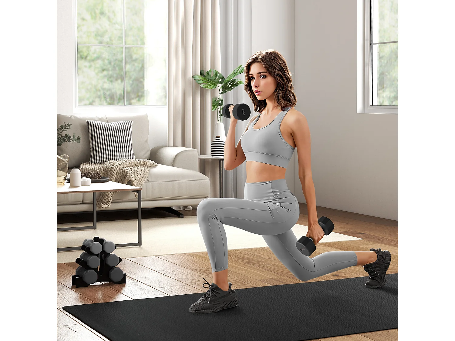 Ensemble d'haltères courtes total 20 Kg - poignée antidérapante - noir