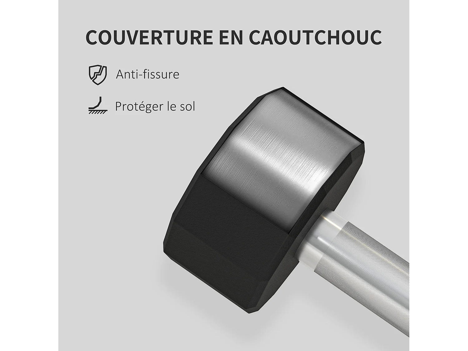 Ensemble d'haltères courtes total 20 Kg - poignée antidérapante - noir