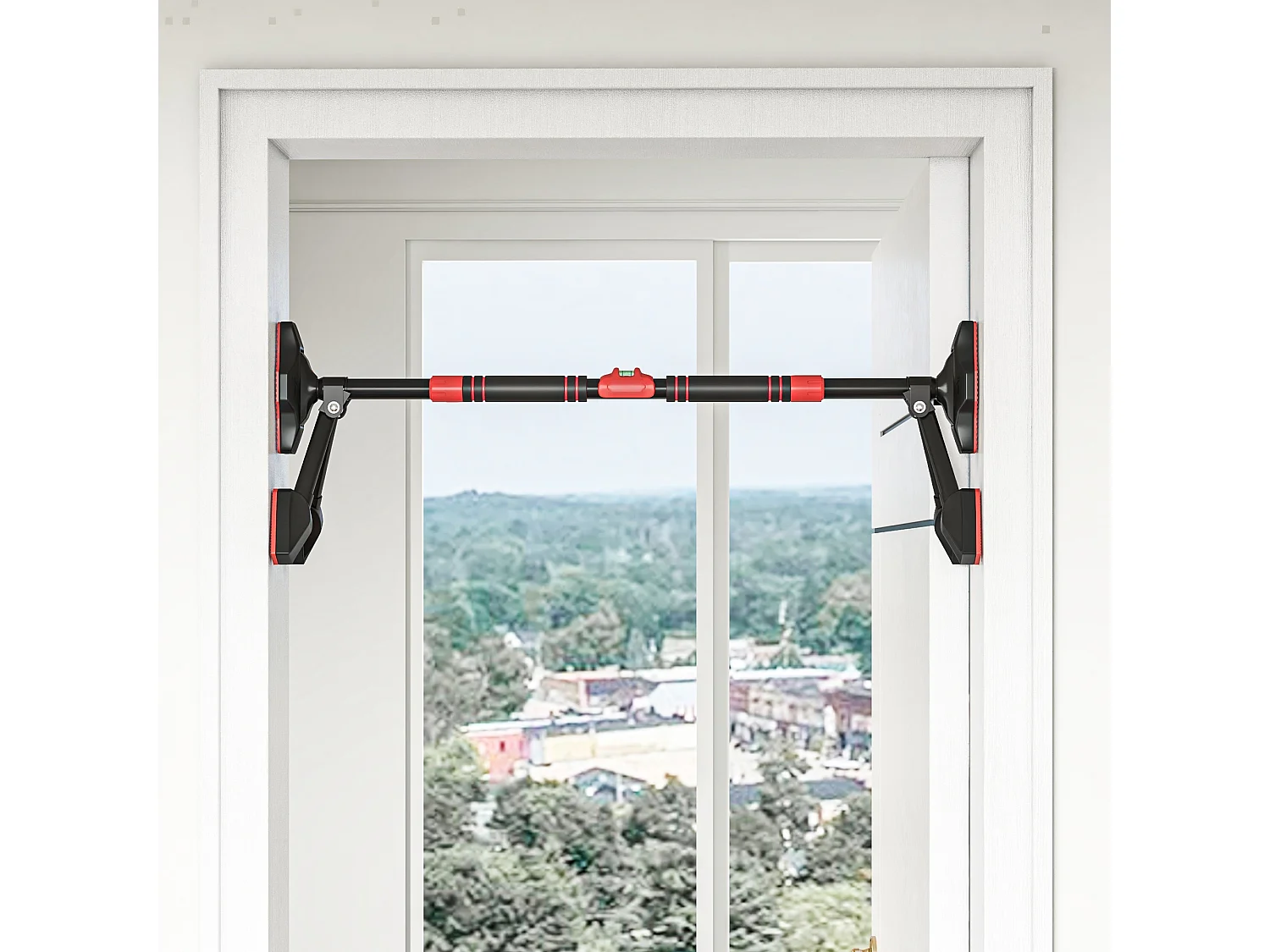 Barre de Traction SPORTNOW Réglable de 79 à 98 cm, Support à 6 Points, Capacité 225 kg - Noir