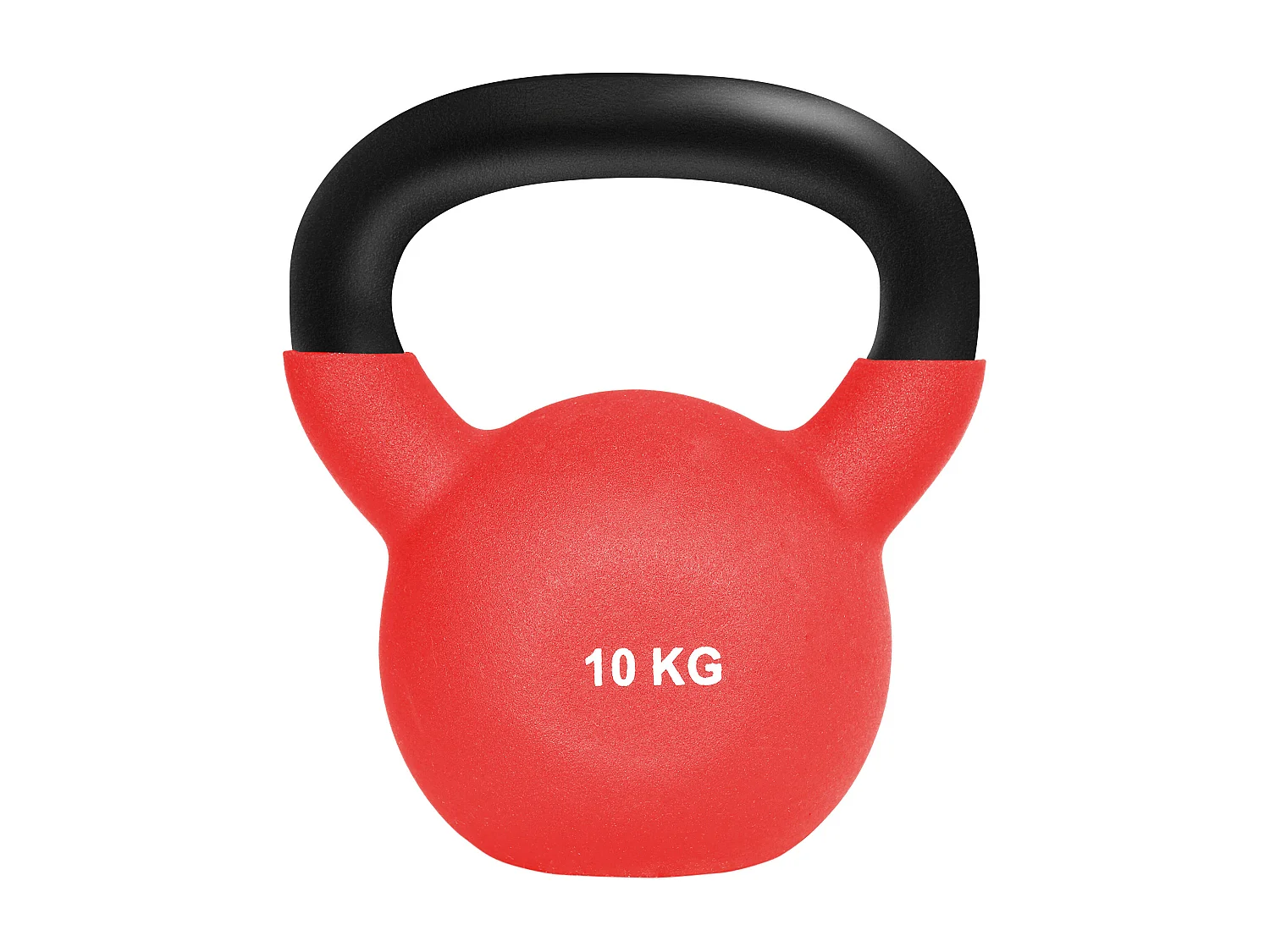 Kettlebell 10 Kg en métal large poignée antidérapante fond plat rouge noir
