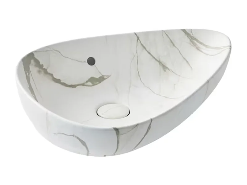 Vasque à poser asymétrique JACOB DELAFON Nouvelle Vague effet marbre marbre sculptural