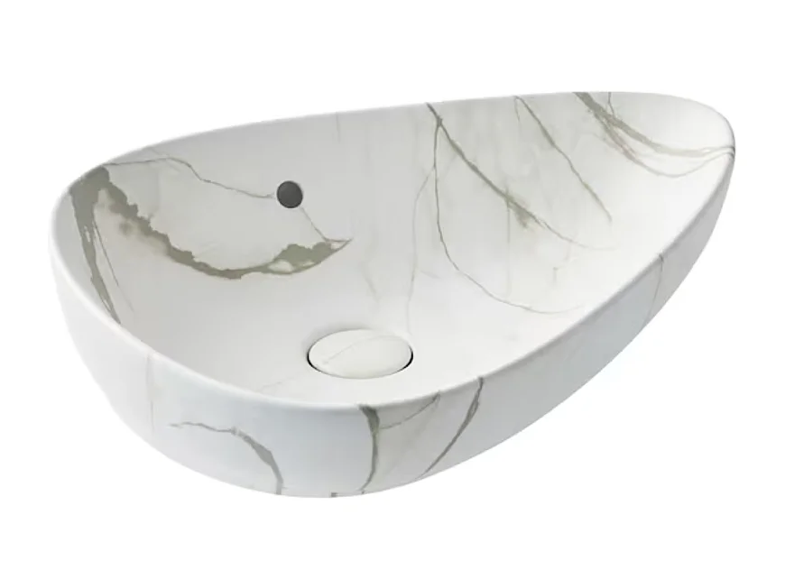 Vasque à poser asymétrique JACOB DELAFON Nouvelle Vague effet marbre marbre sculptural