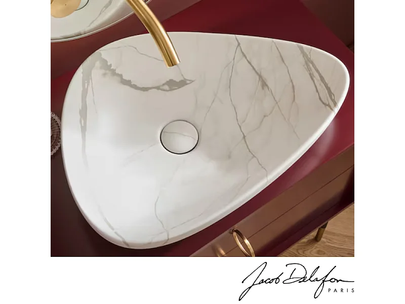 Vasque à poser asymétrique JACOB DELAFON Nouvelle Vague effet marbre marbre sculptural