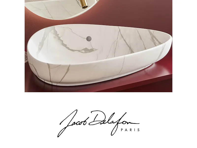 Vasque à poser asymétrique JACOB DELAFON Nouvelle Vague effet marbre marbre sculptural