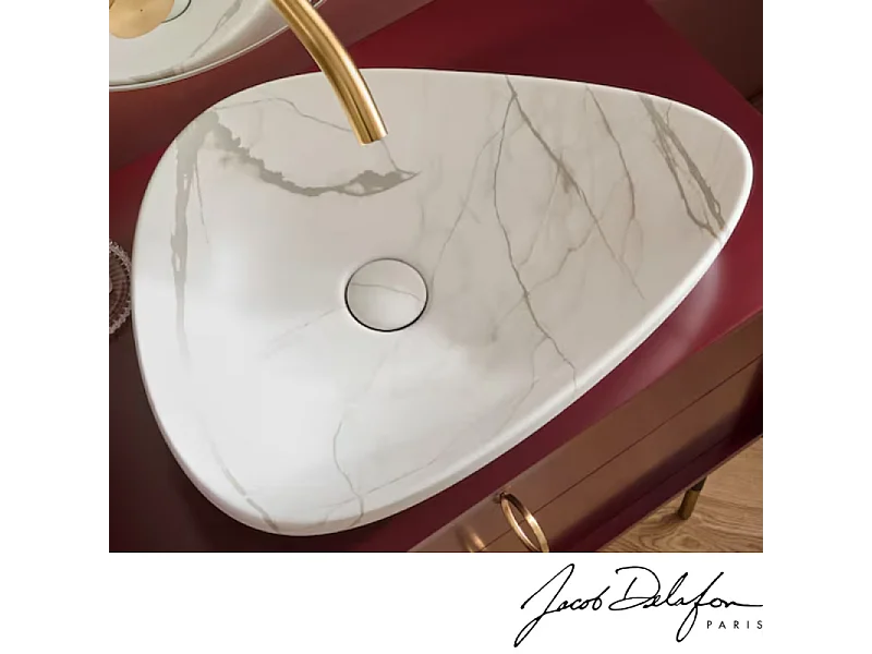 Vasque à poser asymétrique JACOB DELAFON Nouvelle Vague effet marbre marbre sculptural