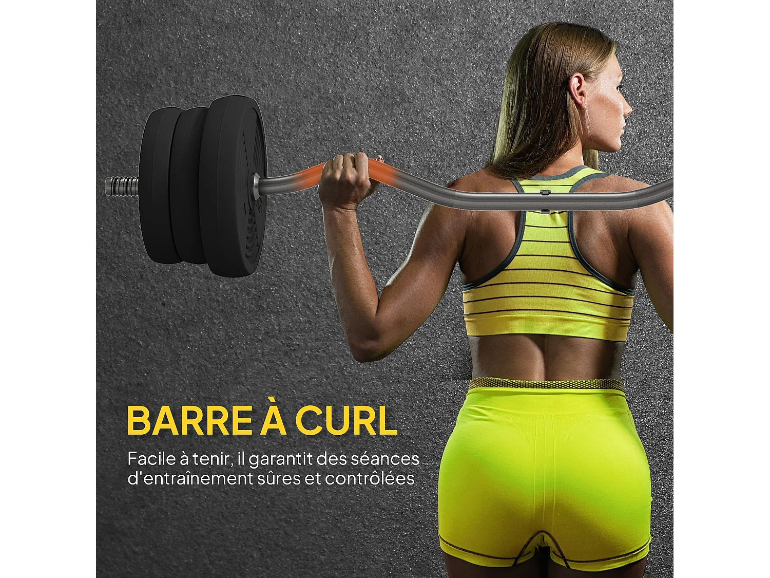 Ensemble d'haltères 25 kg avec barre antidérapante - Fitness à domicile - Noir