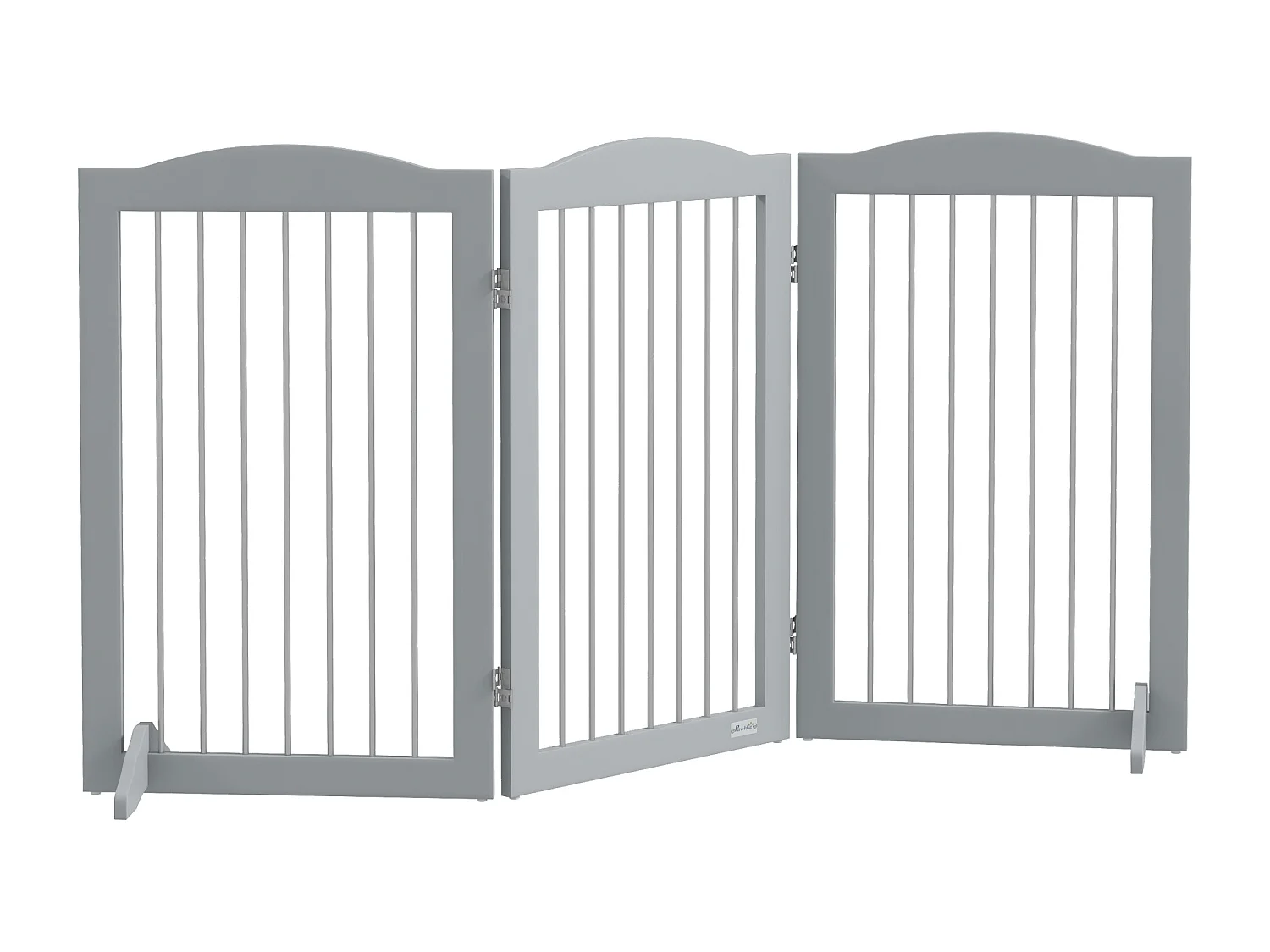 Barrière de sécurité chien pliable 3 plaques 2 pieds de soutien H.80 cm gris