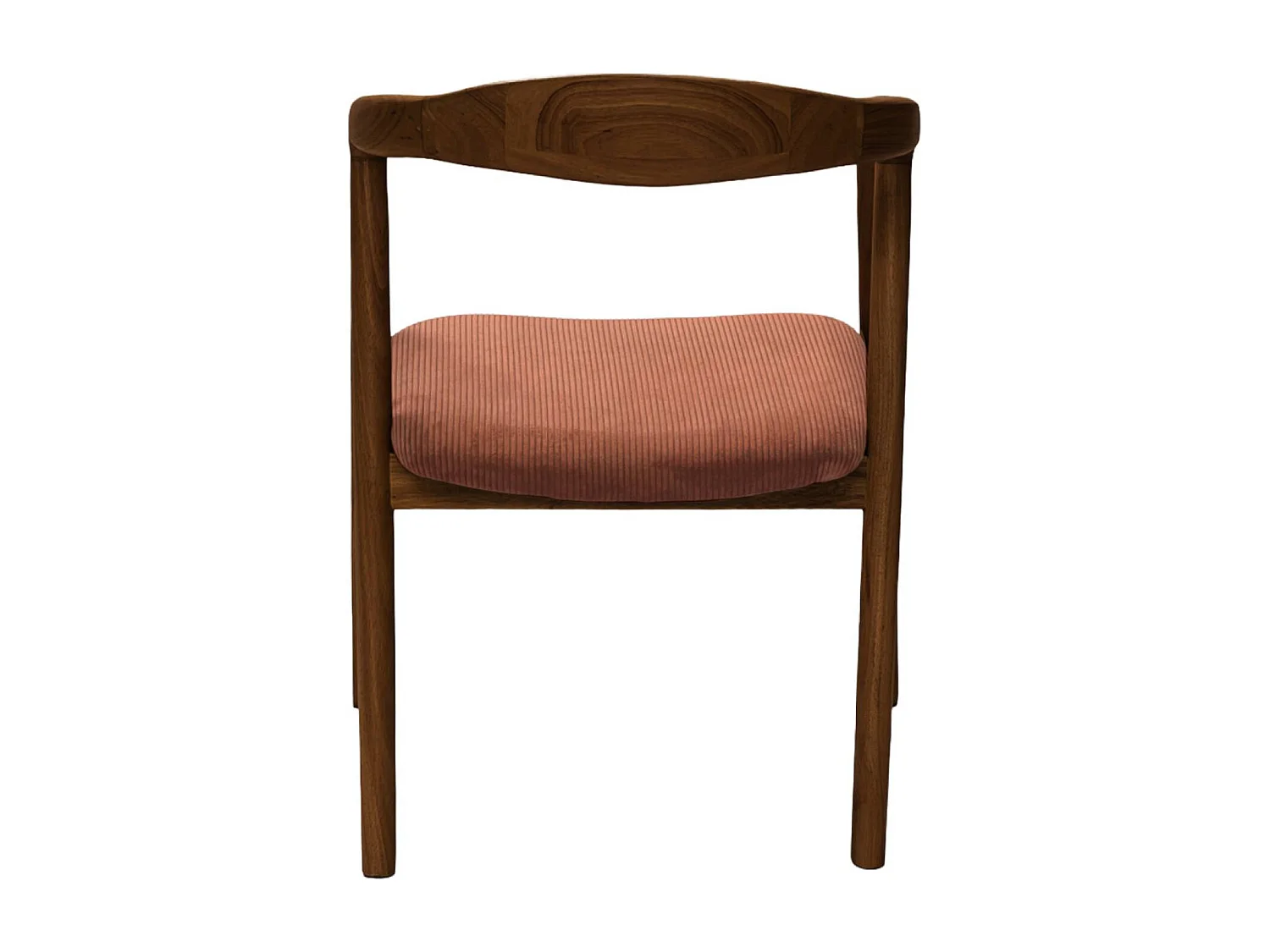 Lot de 2 fauteuils vintage bois d'hévéa noyer et velours côtelé terracotta - L 55 x P 58 x H 79 cm